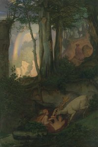 Vattennymfer som vattnar en hjort, ca 1844-47